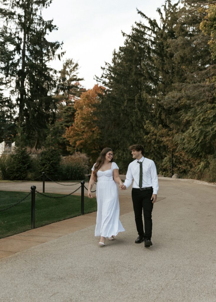 summer engagement session at a mansion
