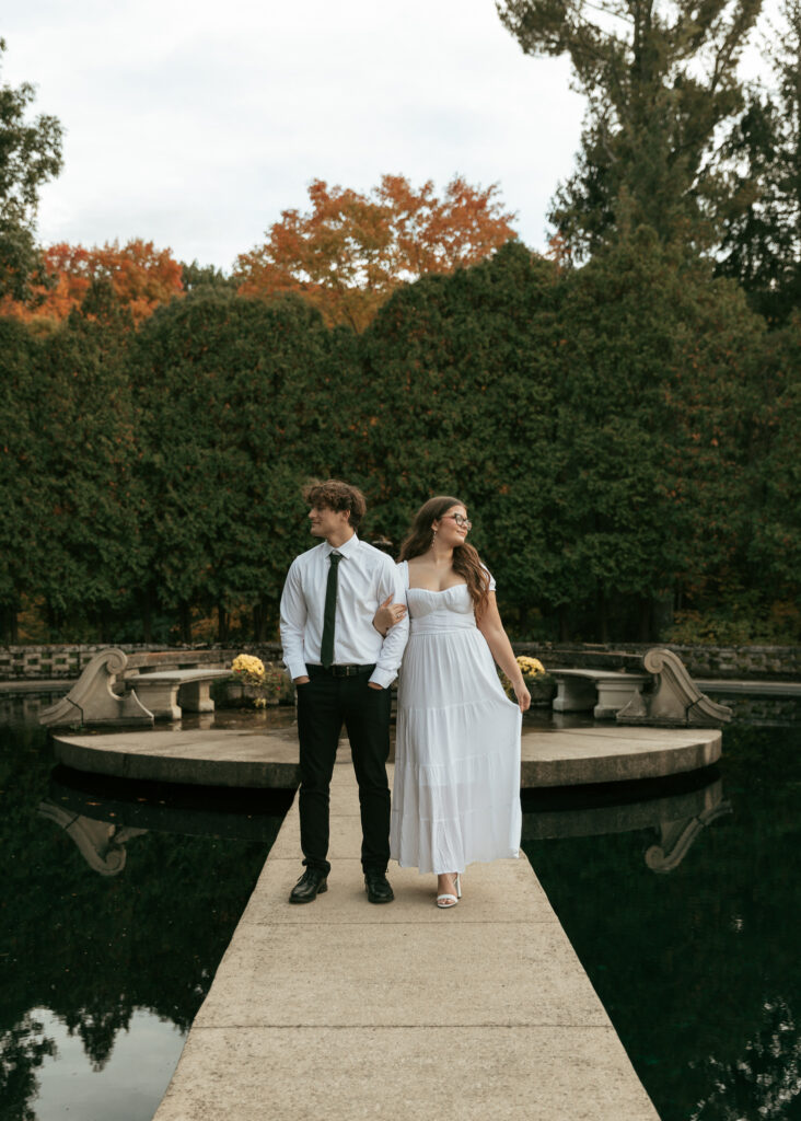 summer engagement session at a mansion