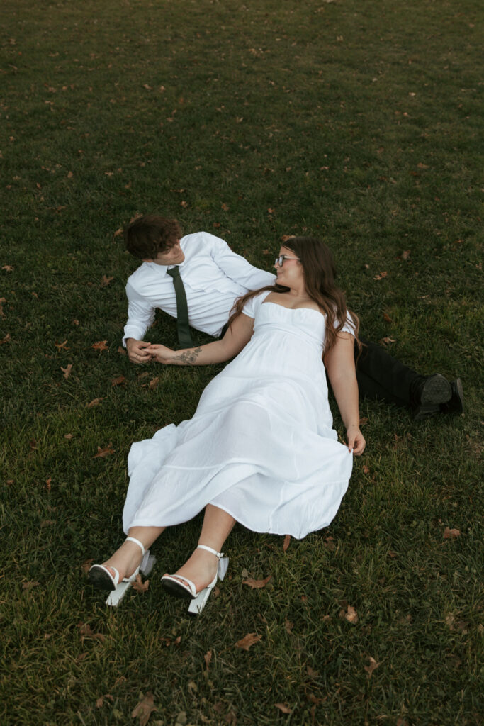 summer engagement session at a mansion