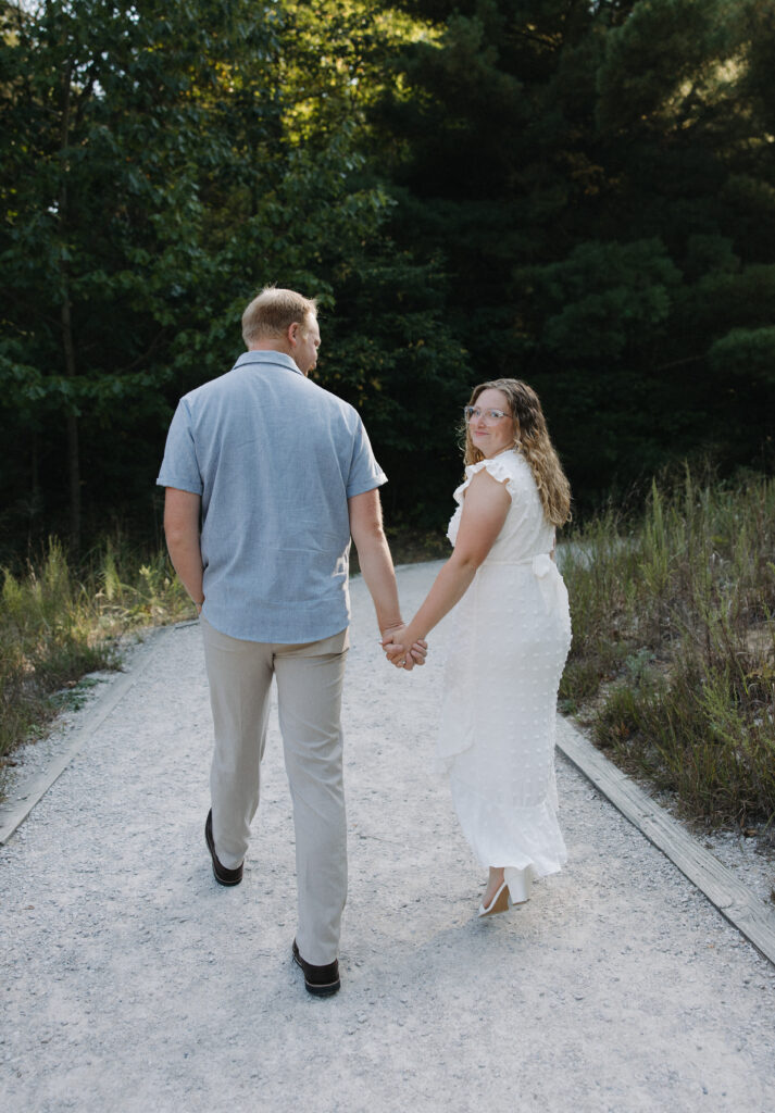 Summer engagement session in the pine trees