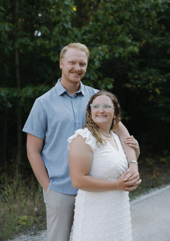 Summer engagement session in the pine trees