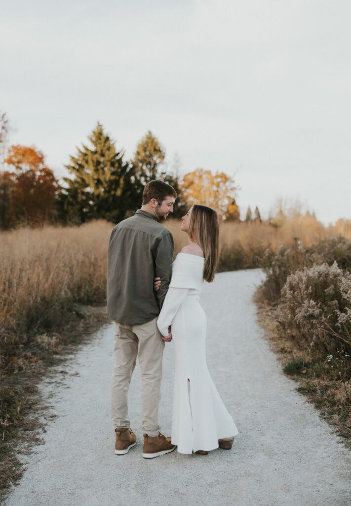 classic fall engagement session in a field