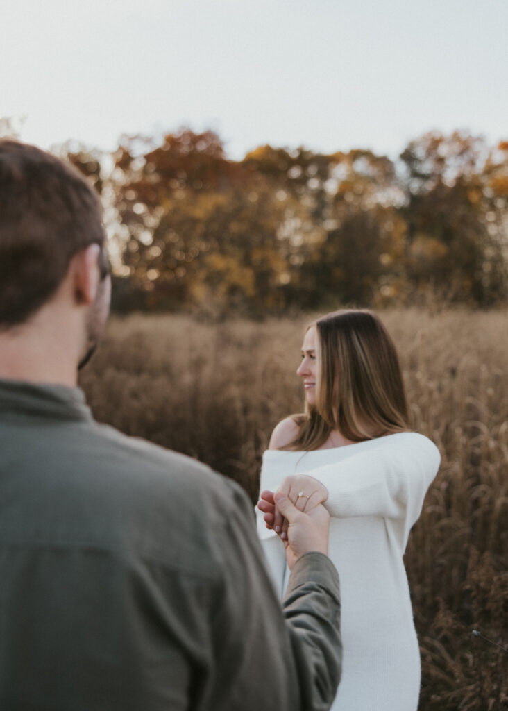 classic fall engagement session in a field