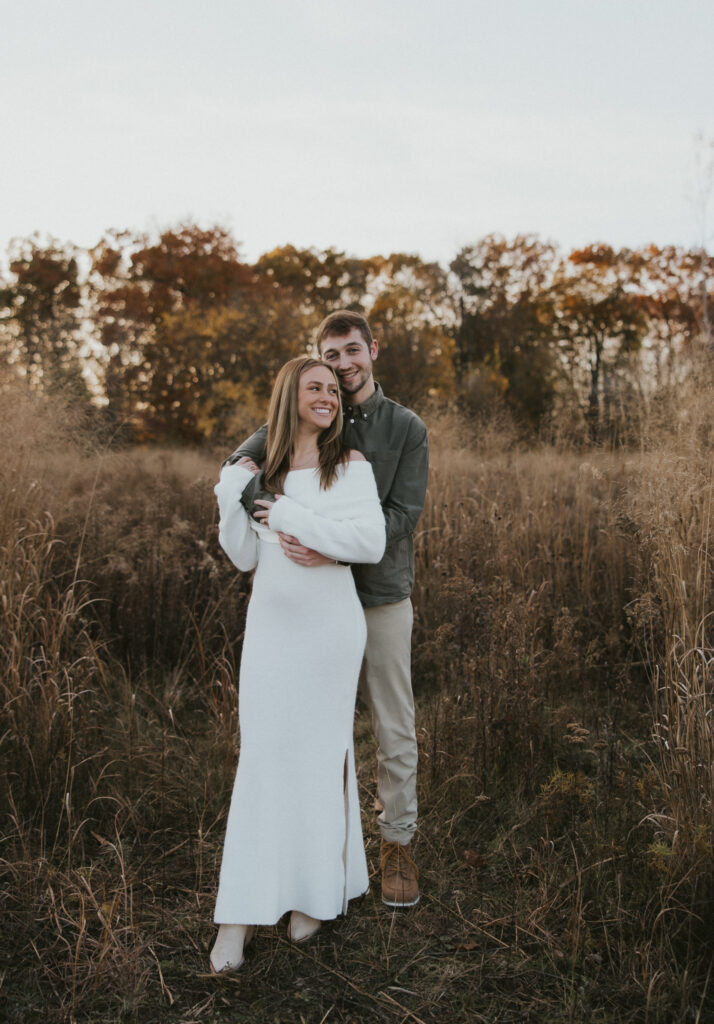 classic fall engagement session in a field