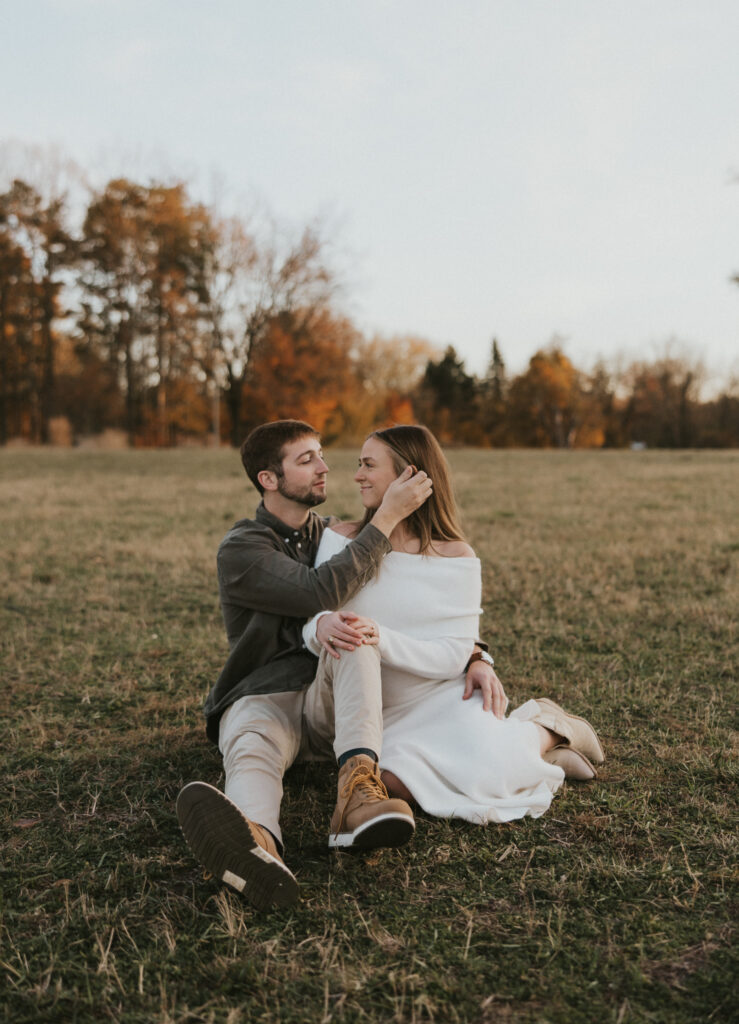 classic fall engagement session in a field